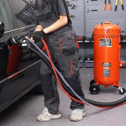 Chorro de arena al vacío de 28 galones, sin polvo, con sistema de aspiración integrado de 1200 W para control de polvo y reciclaje de abrasivos, 60-110 PSI, máquina de chorro abrasivo de alta resistencia