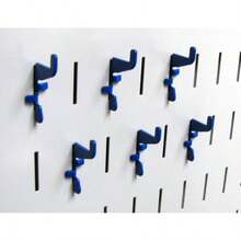 Wall Control 10-HS-001 B Pegboard Standard - Gancho de metal ranurado para tablero de clavijas y tabla de herramientas ranurada, Negro(Blue) - Multicolor - Ver 1