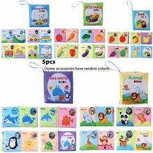 Montessori 4-In-1Cloth Book 1/2/3/6Pcs Washable Crinkle Fabric Book For Baby, Various Patterns Educational Toy Ideal Gift For All Holiday Birthday - Multicolor - View 21