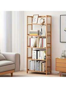 Senmeo Bamboo Bookshelf With Adjustable Shelves, Narrow 4 Or 5 Tier Wooden Bookcase, Natural Storage Shelf Organizer For Small Spaces, Bedroom, Living Room, Home Office, Standing Shelf, Shelf Organizer And Storage, Storage And Organization, Book Shelve, Shelve For Storage, Storage Shelve, Standing Shelf - 5層 - 查看 4