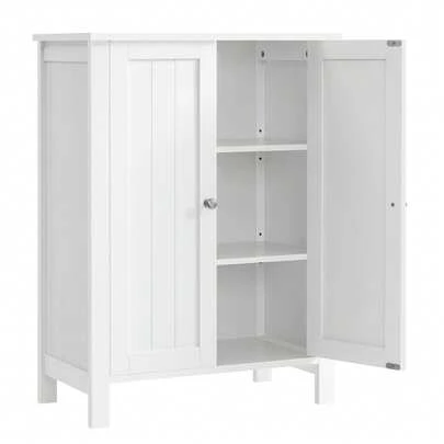  Armario de baño VASAGLE, armario de pie para baño, gabinete de almacenamiento, armario de almacenamiento de baño, con 2 estantes ajustables, 30 x 60 x 80 cm, decoración de hogar de baño, organizador de baño, accesorios de baño de verano