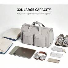 Gym Bag Duffle Bag For Travel: Gym Bag For Women Men Gym Bag With Shoe Compartment 3 In 1 Carry On Bag Travel Duffel Bags With Trolley Sleeve Lightweight Travel Bag Sports Bag Elegant Gray - ElegantGray - View 6
