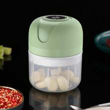 Mini USB Rechargebale Electric Garlic Grinder,  Portable Veggie Press Chopper, 250ML Garlic Mincer For Onions, Peppers, Tomatoes, Kitchen Electric Shredder - Green - View 8