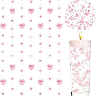 一套/仿珍珠花环和漂浮蜡烛，Royal Imports 漂浮蜡烛，无香型不滴蜡烛台，适用于餐桌装饰、婚礼派对、节日、情人节派对用品、婚礼用品、房间装饰、婚礼万圣节派对用品