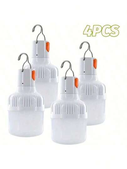 4pcs Rechargeable USB LED Light Bulb, Emergency Portable Lighting, Decorative Light Bulb, Suitable For Stage Lighting, Built-In Battery USB Charging, 400mAh Lithium Battery, Suitable For Cars, Bedrooms, Kindergartens, Bathrooms, Garages, Outdoor Use