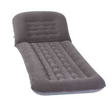 Inflatable Lounger With Adjustable Backrest - Flocked PVC Portable Blow Up Sofa For Outdoor Beach Travel - Grey - View 3
