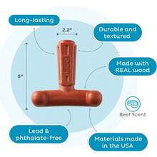 Outward Hound Dogwood Wood Durable Dog Chew Toys, Real Wood & Calming Hemp, 2-Pack, Medium - 山茱萸木握持咀嚼 - 查看 5