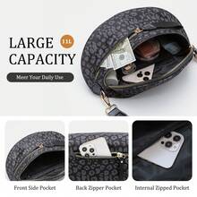 Bum Bag For Women – Crossbody, Sling, Fanny Pack & Waist Chest Shoulder Bag, Durable Nylon With Leopard, Floral & Strawberry Print, Spacious Multi-Zipper Design With Foldable Expandable Bottom, Adjustable & Detachable Strap, Lightweight Everyday Bag For Phone, Wallet, Keys, Perfect Christmas Gift For Girls, Friends, Wife & Mom - 纹 - 查看 5