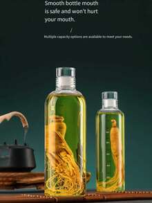 1pc High Borosilicate Thick Glass Premium Liquor Bottle, High-Quality Herbal Wine Bottle, Small Mouth Baijiu (Chinese Liquor) Storage Container, Premium Ginseng Sealed Medicinal Wine Pot. Minimalist Style Wine Pot. The Gradient Hollow Glass Baijiu Bottle Is The Best Choice For Gifting And Collection. Year-End Promotion, Lots Of Discounts.