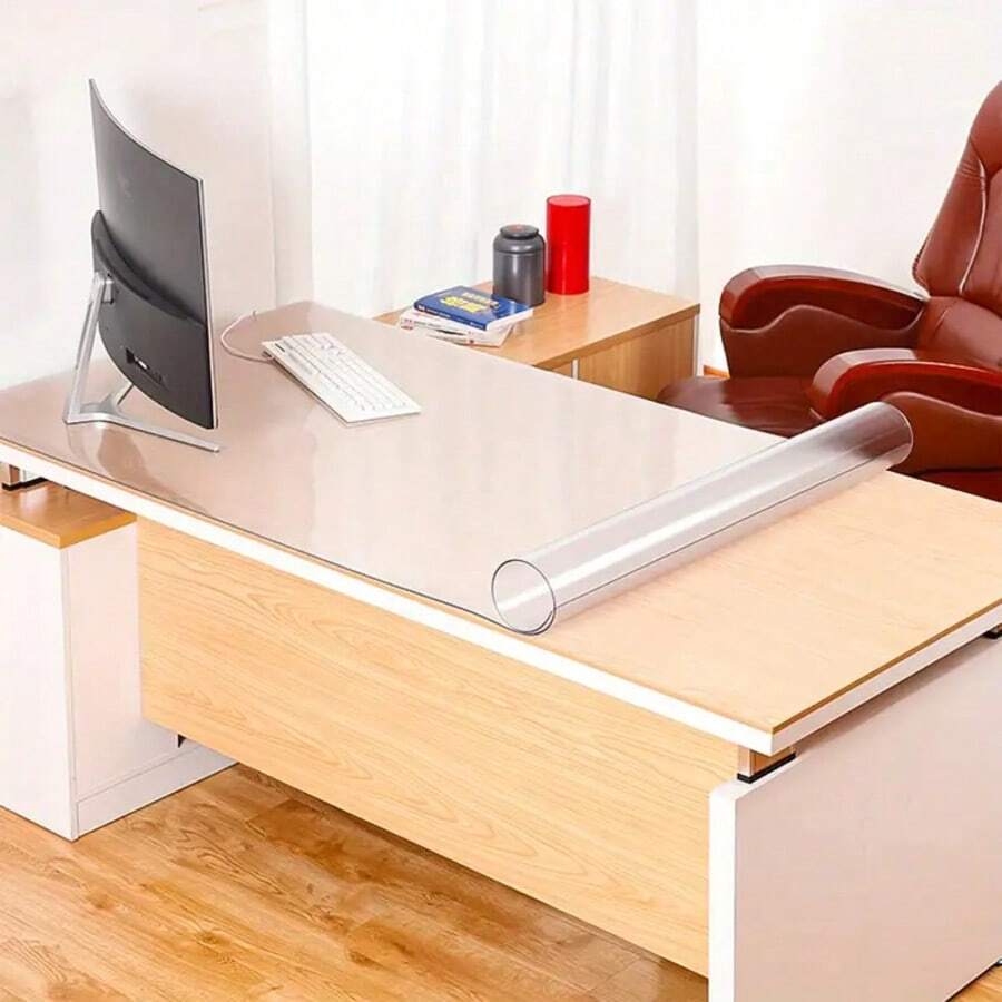 1 قطعة حصيرة مكتب شفافة من PVC، واقي سطح طاولة شفاف مقاوم للماء ومقاوم للزيت ومقاوم للحرارة، حصيرة مكتب متعددة الأغراض للمكتب، حصيرة مكتب دراسة للطلاب، حصيرة طاولة الطعام المنزلية، واقي مكتب مقاوم للخدش وسهل التنظيف - شفاف - مشاهدة 1