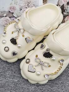 16pcs Vintage Style Resin Gold Luxury Swan Heart Shaped Shoe Charms, DIY Chain Decor, Detachable Rhinestone Bow Shoe Clips, Multifunctional Faux Pearl Flower Shoe Clips, Suitable For Women's Sandals, Slippers, Beach Bags, Christmas, Halloween, Valentine's Day, Birthday, Holiday Party Gifts (Shoes Not Included) - Multi-color 16PCS Style No.246 - View 6