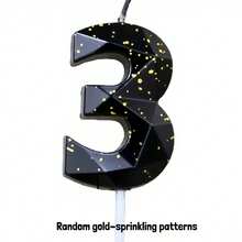 1 vela de aniversário preta com glitter dourado - Design com números brilhantes para festas em ambientes fechados, cera de alta qualidade de queima rápida, perfeita para bolos e comemorações, velas de aniversário para bolo, acessórios para festas, design festivo de vela - Preto - Ver 17