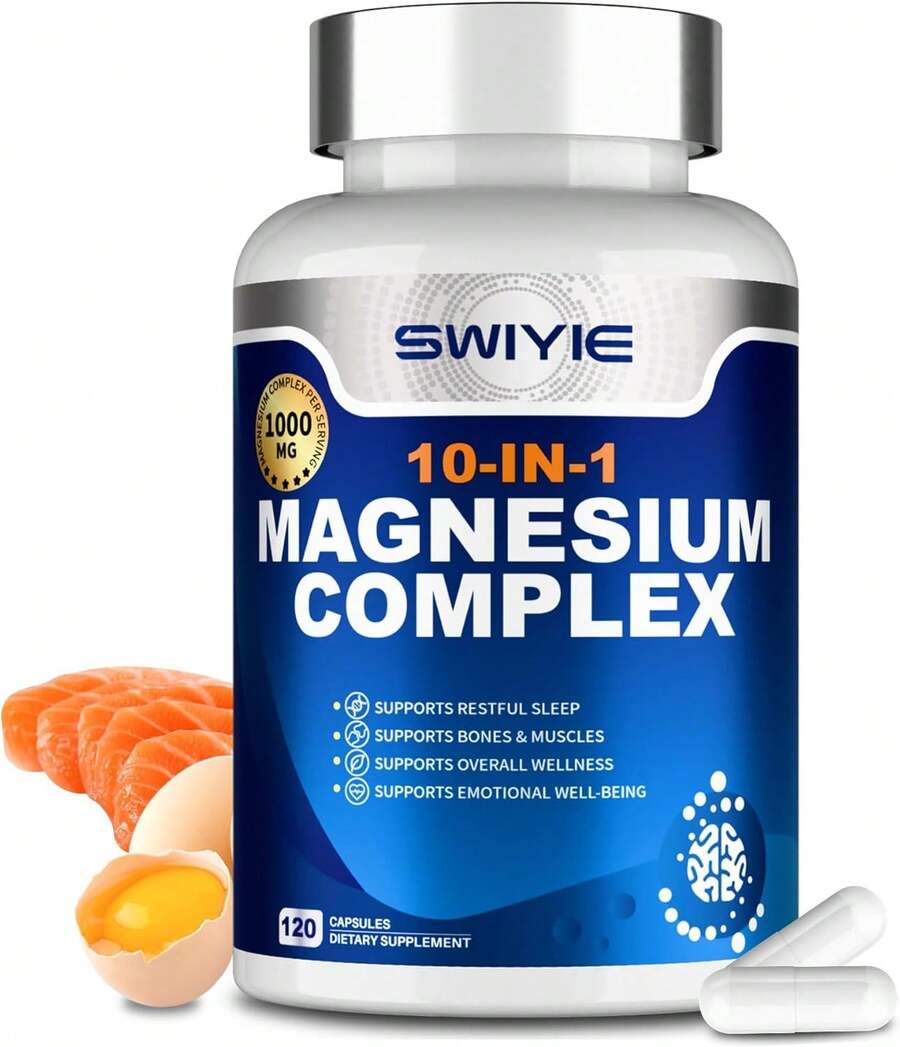 SWIYIE-Magnesium Complex Supplement 10-In-1 | High Absorption Magnesium Glycinate, Citrate, Malate, Taurate, Oxide, Carbonate & More | Supports Sleep, Muscle, Bone, Energy & Overall Wellness - Khác - Xem 1