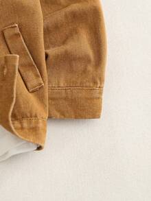 Boys' Distressed Brown Denim Jacket, Patchwork Design, Spring/Autumn - Brown - View 7