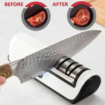Electric Knife Sharpener For Kitchen, Stainless Steel Automatic Knife Sharpening Tool, Multi-Function Compact Knife Sharpener With 1200mAh Rechargeable Battery, 3 Gears, Convenient To Use, Available In 3 Colors, Great For Christmas, Housewarming, Camping