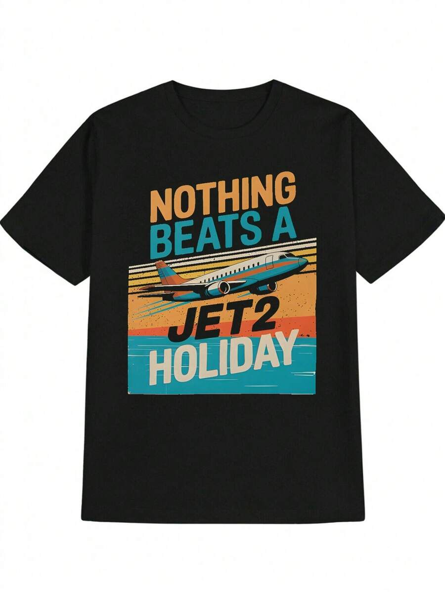 Nothing  A Jet2 Holiday Funny Print Men's Casual Versatile Crew Neck T-Shirt, Top For Man, Gift - trắng - Xem 1