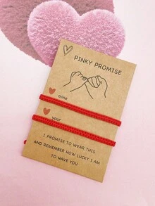 1 Set Handmade Woven Couple Red Bracelet, Christmas & New Year Gift, Adjustable For Boyfriend & Girlfriend - Woven Bracelet - View 3