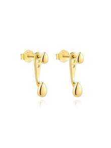SereneSpark 1PC/2PCS Star Water Drop 925 Sterling Silver For Women Stud Earring Ear Clip Flat Back 18K Gold Plated For Daily Wear Daily Wear Wedding Party Engagement Fine Jewelry - Gold - View 24