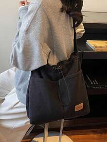 Fashionable Tote Shoulder Bag For Women, Contrast Color, Versatile For Commuting And - Black - View 10