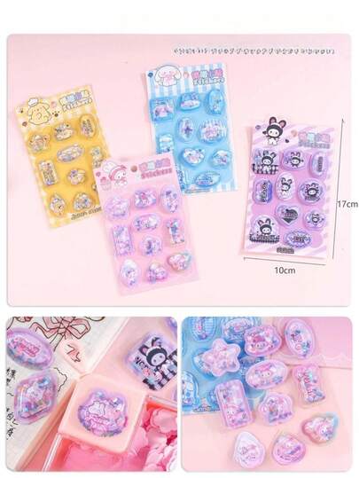 Creative Cartoon 3D Shaped Crystal Stickers Adorable And Charming Children's DIY Notebook Stickers Fun Decorative Materials