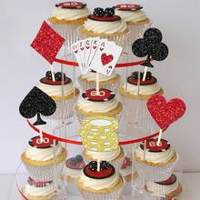 24 PCS Casino Poker Cupcake Toppers For Birthday Party Decorations - 設計 5 - 查看 10