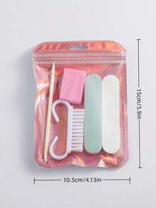 10/8/5/3/1pack ,Manicure And Pedicure Set, Mini Nail File And Orange Nail Stick Set, Double-Sided Nail File, Wooden Cuticle Pusher, Nail Cleaning Tools, Nail Stick, Nail Art Brush,Nail Tech Supplies For DIY Nail Polishing Care - 粉色 - 查看 5