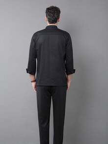 男士新款时尚厨师服，男女通用长袖厨师服，适用于酒店/餐厅/面包店/咖啡馆，面料舒适透气，经久耐用，易于清洗