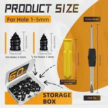 60pcs Tire Plugs Kit, Tire Repair Rubber Nails, Self-Service Vacuum Tyre Screws (30S+30L) Fast Repair Quick Puncture Tools With A Box, Double-Ended Screwdriver, For Car Motorcycle Truck Tractor ATV 120pcs/60pcs - 60件 - 查看 7