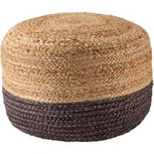 Ombre Hand Braided Jute Cotton Pouf Ottoman Jute Charcoal - JuteCharcoal - View 4