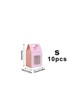 5/10pcs Pink Gift Boxes With Bows, Handheld Gift Boxes With Transparent Display Window, Suitable For Bridal Shower, Holiday Birthday Party Supplies, Back To School Gift Bags, Suitable For Small Business Classroom Gifts, Wedding Decoration Supplies - Pink - View 8