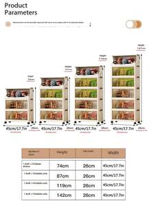 1个可折叠塑料双门储物柜，便携式衣柜，家居收纳整理柜，适用于客厅、厨房、浴室、卧室、玩具收纳、零食柜，圣诞节和万圣节礼物 - 透明 - 查看 7