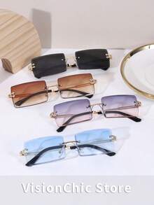 1 Pair/2 Pairs/4 Pairs/5 Pairs/6 Pairs/7 Pairs/8 Pairs Ultra-Light Rectangular Frame Decorative Glasses, Versatile Personalized Street Style Fashion Glasses For Men, Big Frame Slimming, Suitable For Daily Life And Outdoor Travel Accessories, Essential For Going Out - Multicolor - View 27