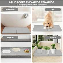Tapete de Baño de Diatomeas Tapete de Piedra para el Baño Alfombra de Baño Antideslizante Superabsorbente con Secado Rápido y Fácil Iimpieza Apto para Baños y Salones(Gris Claro) - Gris Claro - Ver 4