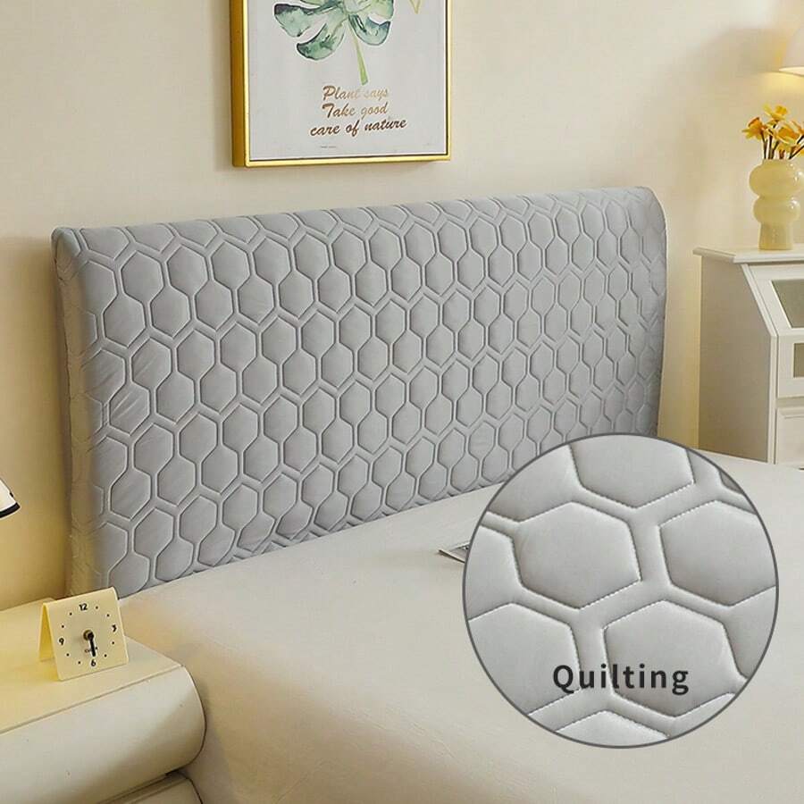 1 pieza Funda para cabecero de cama de unicolor, alta elasticidad y protección contra el polvo, acolchado grueso, apto para cama individual y doble