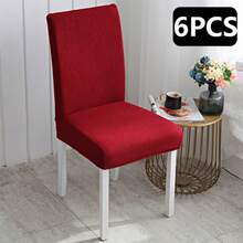 1/4/6pcs Solid Color Jacquard Dining Chair Covers, Stretch Removable Washable Chair Seat Covers For Home, Restaurant, Hotel, Kitchen - Multicolor - View 10