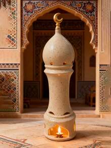 1pc Middle Eastern Architecture Style Decor, Ramadan Decoration, Ramadan Crescent Moon Candle Holder & Aroma Diffuser, Ramadan Islamic Festival Party, Home Room Dining Table Decor - Eid Al-Fitr Spring Decoration Gift, Festival Gift (Candles Not Included) - Multicolor - View 6
