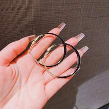 1 Pair Minimalist French Style Drip Glaze Big Hoop Earrings, Fashionable & Elegant For Daily Wear - Simple Large Hoop Earrings - View 2