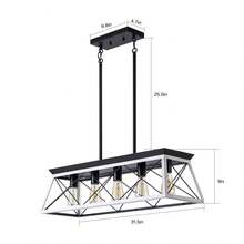 5-Light Farmhouse Linear Chandelier - Rustic White Metal Rectangular Pendant Light, Ceiling Fixture For Dining Room, Kitchen Island, Breakfast Bar & Entryway (Local Delivery) - 白色 - 查看 2