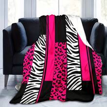 Ultra-Soft Cheetah Pink Flannel Throw Blanket - Versatile & Warm For Bed, Sofa, Car Travel | Machine Washable, All-Season Comfort, HKStorage - 多色2 - 查看 3