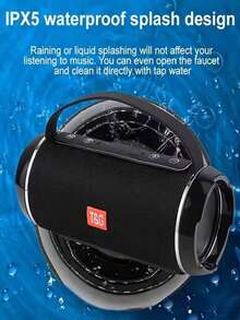 T&G Tragbarer, Drahtloser, Wasserdichter Und Stoßfester Lautsprecher (10w) Für Aktivitäten Im Freien Mit Aufhängegurt, Karten/usb-wiedergabe, Audio-ausgabe Und Integriertem Lithium-akku Für Verbesserten Bass - Schwarz - Übersicht 4