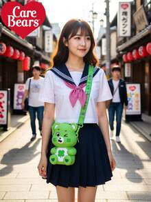 CARE BEARS 爱心熊斜挎包，卡通熊斜挎包，爱心熊单肩包，大容量斜挎包，痛包，紫色钱包，女士斜挎包，迷你钱包，时尚百搭，柔软亲肤，肩背舒适——适合工作、学习、旅行、购物和收纳，经久耐用的卡通设计，适合返校和日常通勤使用，圣诞礼物 - 彩色 - 查看 3