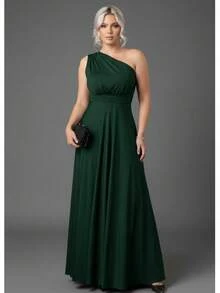 Bridesmaid Dress Party Guests Reception Graduation Without Shine Limp Mule In Fluity - 墨綠色 - 查看 2
