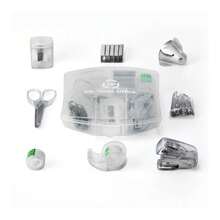 Products Clear Mini Office Supply Kit Portable Case With Scissors, Paper Clips, Tape Dispenser, Pencil Sharpener, Stapler & Staple Remover,Clear - 清除 - 查看 1