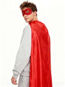 1pc Super Hero Cape And Mask Set, Role Play Cape Set Includes 1 Cape And 1 Mask, Adult Men Women Super Hero Costume, Halloween Party Favor, School Spirit Day Team Gift, Party Supplies Set - Multicolor - View 5