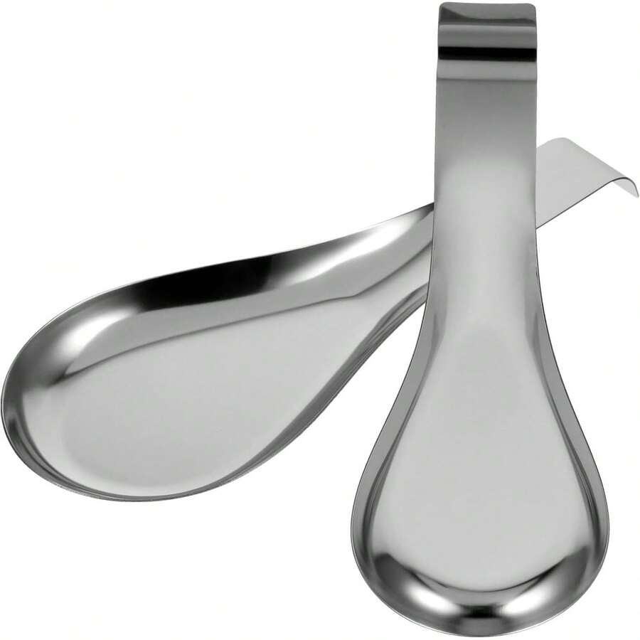 2 Piezas reposacucharas de acero inoxidable Horno almohadilla para sujetar cucharas Cuchara ranurada suministros de cocina soporte compacto para palas acero inoxidable 430 Silver - 1 - Ver 1