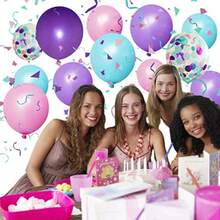 TYUI 50 Pack Mermaid Party Balloons 12 Inch Light Purple Dark Purple Pink Blue Latex Balloons And Confetti Balloons Birthday Party Bridal Shower Wedding Baby Shower Decorations Princess Party Supplies - 美人魚 - 查看 3