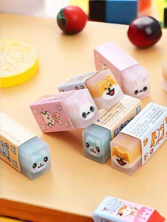 24pcs Cute Desktop Pets E-Rasers - Abstract Animal Design, Durable Rubber Erasers, Suitable For Art Students, Desktop Cleaning And Wiping, Fun Prizes For Students, Desktop Accessories, Wiping Tools, Joke Designs, Smooth Surface