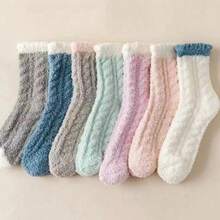 12 Pairs Cozy Plush Fuzzy Socks - Thermal Winter Non-Slip Grippy Socks In Assorted Candy Colors For Ultimate ComfortPerfect For Cold Mornings And Lounging Weekends-Style & Comfort In One Pack. - 12PAIRS Random Color - View 3
