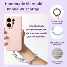 Handmade Phone Lanyard Wrist Strap- Multi-Use Anti-Drop Strap With 2 Tether Tabs - Women - 藍色 - 查看 12