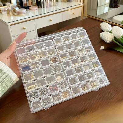 Transparent Plastic Jewelry Box With Lid, For Storing Beads, Earrings And Craft Supplies